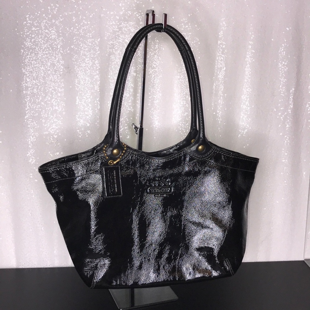 COACH Black Patent Leather Small Satchel Handbag